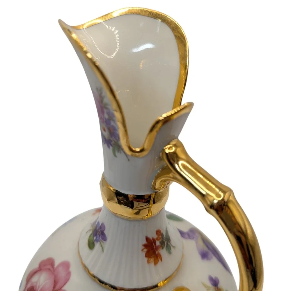 Vintage Limoges Pastaud Pircher Hand Painted Floral Pattern Heavy‎ Gold Trim